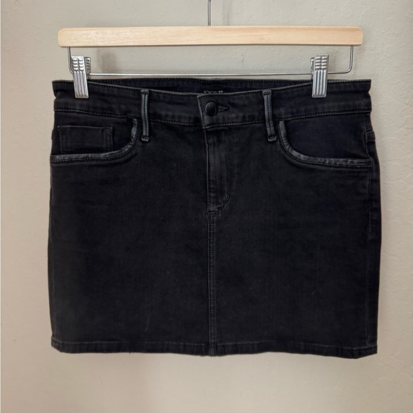 JOE’S JEANS Black Denim 5 Pocket Leather Trim Mini Skirt “Billie” Wash Size 29 - Picture 14 of 16